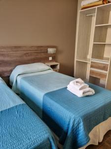 two beds sitting next to each other in a room at Hotel Luis III in Mar del Plata