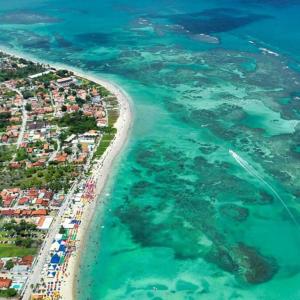 an aerial view of a beach and the ocean at Pousada Solar Dos Carneiros in Praia dos Carneiros