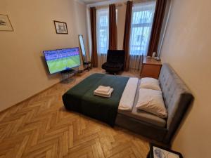 TV a/nebo společenská místnost v ubytování Kaunas Center Apartment