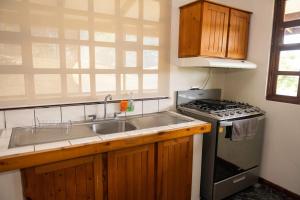 a kitchen with a sink and a stove at Country house, Cozy Fireplace and an amazing view in Cartago +6 photos