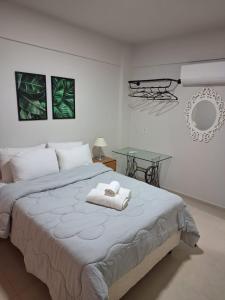 Ένα ή περισσότερα κρεβάτια σε δωμάτιο στο Apartamento Rota dos Ipês
