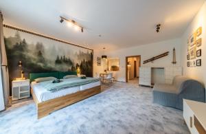 Postel nebo postele na pokoji v ubytování Luxusní apartmány Domovjanka - VELKÁ STOLOVÁ a MALÁ STOLOVÁ