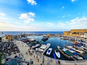 a group of boats docked at a marina at Cyprus Harbour Suites in Kyrenia