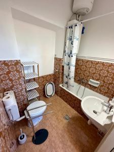 a bathroom with a toilet and a sink at Apartma Nona Ana in Izola +21 photos