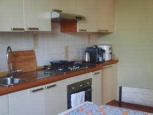 a kitchen with a sink and a stove top oven at Hebe Home Riccione in Misano Adriatico