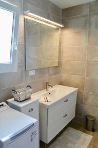 a bathroom with a sink and a mirror at Détente et évasion entre Hossegor et Biarritz in Tarnos
