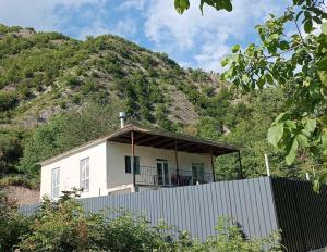 a house in front of a mountain at Racha - ABA in Ambrolauri