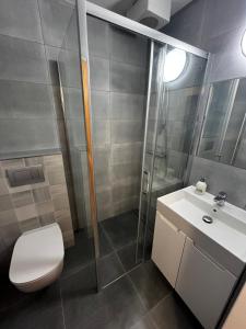 Koupelna v ubytování Apartments Dřevona II