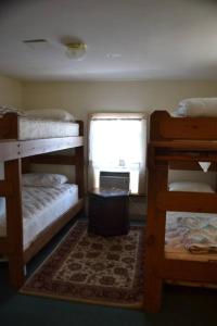 a room with three bunk beds and a window at Beaufort Harbour Suites West Lodge in Beaufort