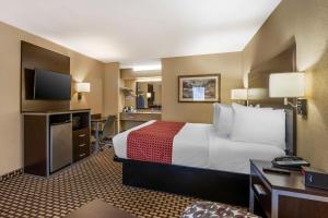 Una habitación de hotel con una cama y un televisor de pantalla plana. en Best Western Bradford Inn, en Swainsboro