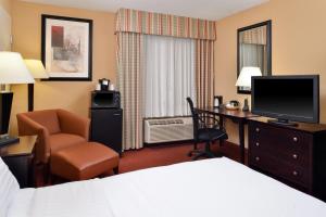 um quarto de hotel com uma cama, uma secretária e uma televisão em Holiday Inn Martinsburg, an IHG Hotel em Martinsburg