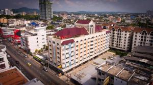 an overhead view of a city with buildings and a street at TK Mansion in Ban Kohong