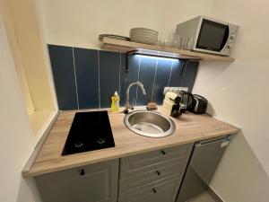 Kuchyň nebo kuchyňský kout v ubytování Minimalistic Apartment & Studio in Heart street