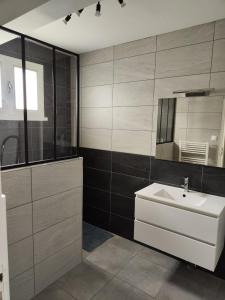 Bilik mandi di Gite Saint Barthelemy le Plain - Village