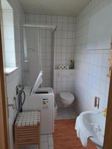 Koupelna v ubytování Fewo 72 Ferienwohnung in der Alten Brüterei in Roggow