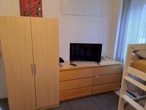 TV a/nebo společenská místnost v ubytování Fewo 72 Ferienwohnung in der Alten Brüterei in Roggow