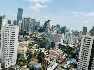 an aerial view of a city with tall buildings at Omni Tower Nana Bangkok - Serviced Apartment on Sukhumvit Soi 4 in Bangkok