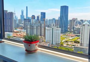 Cảnh Thượng Hải hoặc tầm nhìn thành phố từ căn hộ