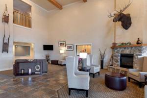 a living room filled with furniture and a fireplace at Comfort Inn & Suites Macon in Macon