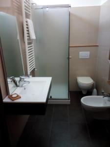 a bathroom with a sink and a toilet and a shower at Alla Torre Con Vista in Pisa