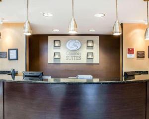 a lobby of a hotel with a reception counter at Comfort Suites in Rome