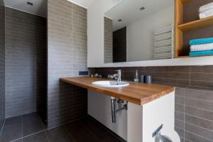 a bathroom with a sink and a mirror at Ferienwohnung Villa Elisabeth in Erfurt