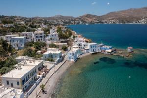 an aerial view of a town next to the water at Smaragdi Leros Holiday Home in Agia Marina