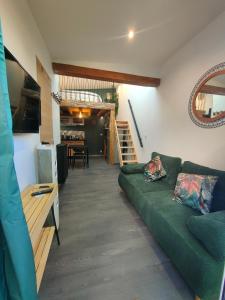 TV a/nebo společenská místnost v ubytování Tiny House avec jardin et accès piscine chauffée