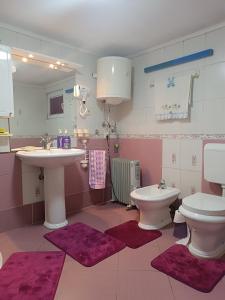 a bathroom with a sink and a toilet at Bolero apartman in Sarajevo +18 photos