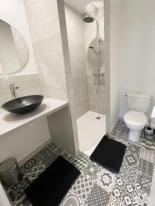 a bathroom with a sink and a toilet at Studio Napoléon - N3 in Alençon +1 photo