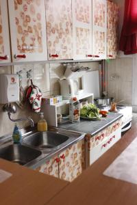 a kitchen with a sink and a counter top at Hostel El Diablo in Belgrade