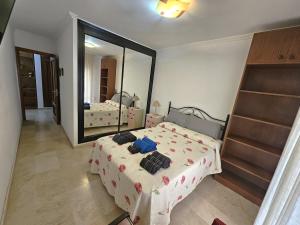 a bedroom with a bed and a large mirror at ALMERIA CENTRO y CONFORT in Almería +18 photos