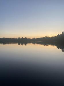 a large body of water with trees in the background at Lady of the Lake in Huelgoat +2 photos