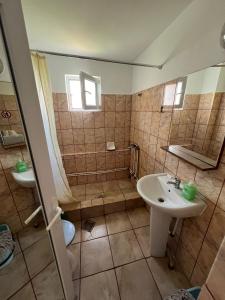 a bathroom with a sink and a shower at Vila alexandra in Eforie Nord