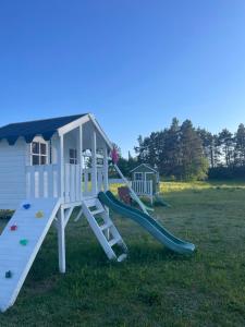 a playground with a slide in the grass at Jack namai 1 in Puodžiai