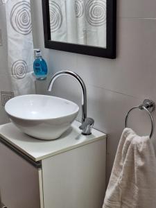 a bathroom with a white bowl sink on a counter at Mendoza Centro in Mendoza