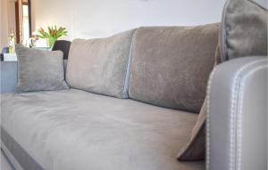 a gray couch with two pillows on it at Nice Apartment In Darlowko With Wifi in Darłówko