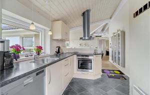 a kitchen with a sink and a stove top oven at Holiday Home Havremarken Sjølund Ii in Hejls