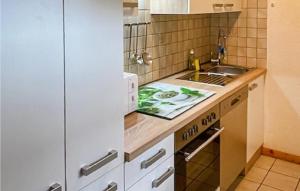 una cucina con un lavello e un piano di lavoro di Ferienhaus 3 In Thalfang a Thalfang