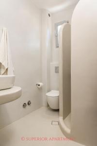 ナクソス・コラにあるKorali Gardenのトイレと洗面台を備えた白いバスルーム