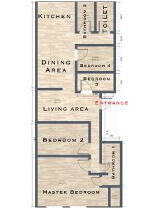 a floor plan of a house at Harris Homestay Gerik Town, Free Wifi & Netflix in Gerik