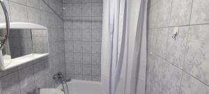 a bathroom with a shower and a toilet at Stan Vogosca in Vogošća