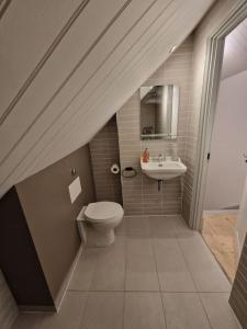 a bathroom with a toilet and a sink at Victorian Villa, Hunstanton Norfolk Sleeps 20 in Hunstanton +66 photos