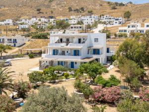 an aerial view of a house in a village at Dorkas Luxury Rooms&Apartments in Livadakia