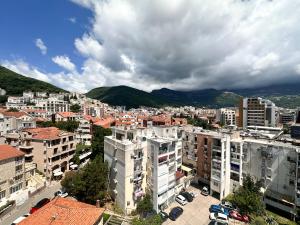 an aerial view of a city with buildings at Mediterranean Apartment 2 in Budva