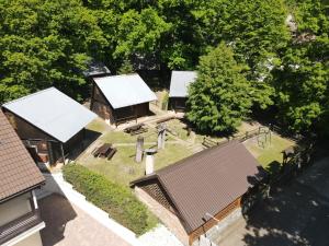 an overhead view of a house with three roofs at Chatová Osada Zrub in Vinné