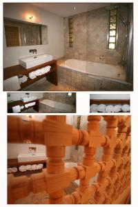 two pictures of a bathroom with a tub and a sink at Hôtel Campo Dell'oro in Ajaccio