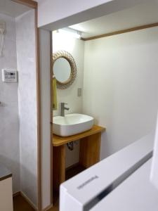 a bathroom with a sink and a mirror at あまみ日和 奄美大島の宿 -Amami Biyori- in Amami