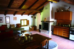 a living room with a table and a fireplace at Dulcius ex Asperis Bed & breakfast in Ponte Nizza