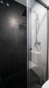 a shower with a glass door in a bathroom at H&H Suite Oasis Granada in Granada +24 photos